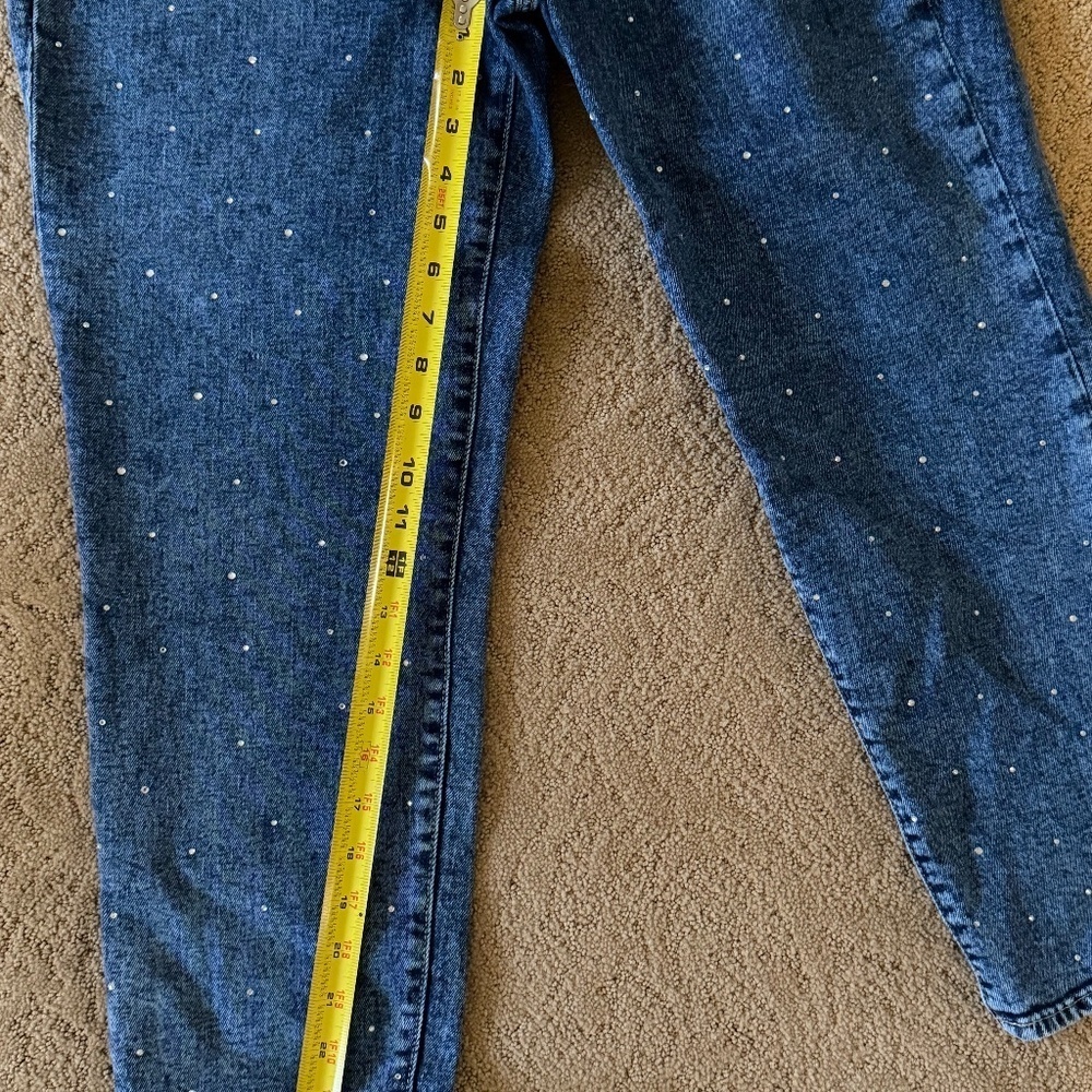 Old Navy High Waist OG Straight Rhinestone Embellished Ankle Jeans Size 12 P - Picture 6 of 9